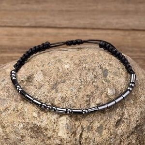 Black and Silver Beaded Bracelet